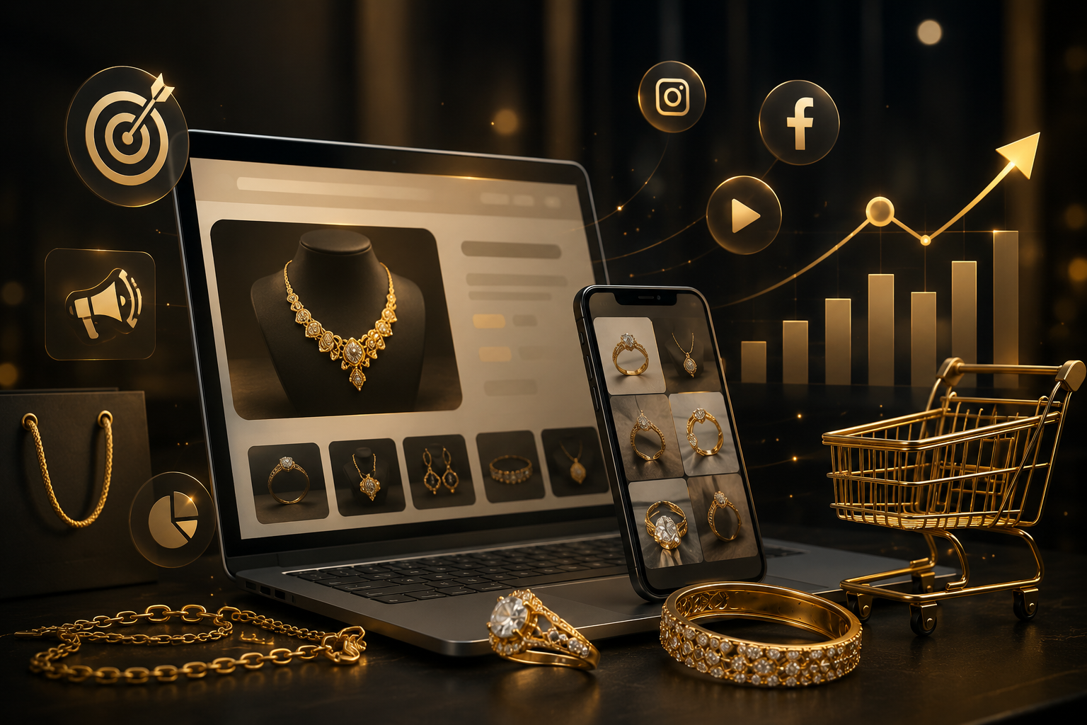 التسويق الالكتروني لمتاجر الذهب والمجوهرات: دليلك للنجاح الرقمي